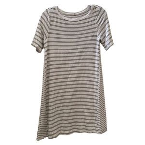 Lou & Grey Signature Soft Swing T-Shirt Dress Contemporary Modern Green White